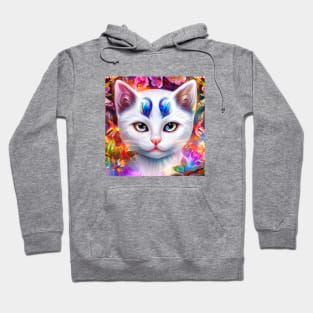 White Fantasy Cat Hoodie